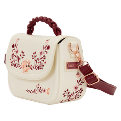 loungefly cream & red floral crossbody bag