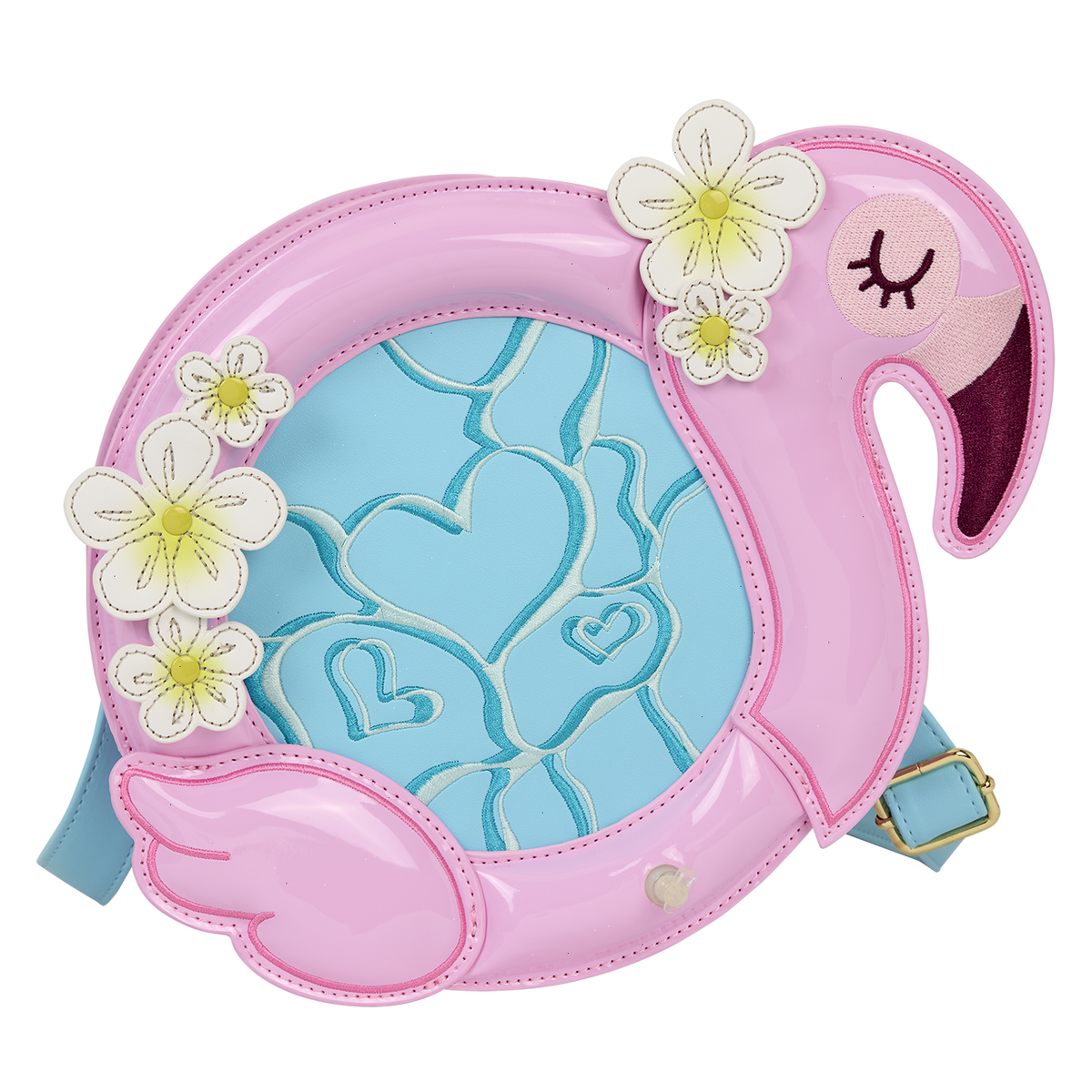 loungefly flamingo pool float figural crossbody bag with coin bag