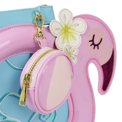 loungefly flamingo pool float figural crossbody bag with coin bag