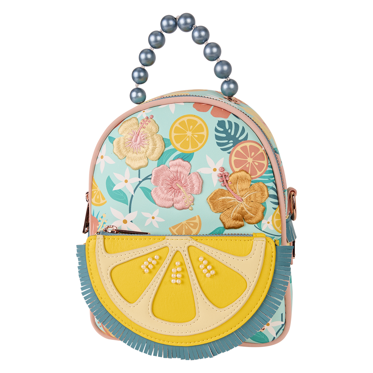 loungefly tropical lemon floral convertible mini backpack & crossbody bag