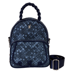loungefly faux denim convertible mini backpack & crossbody bag