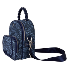 loungefly faux denim convertible mini backpack & crossbody bag