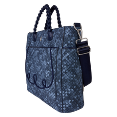 loungefly faux denim convertible backpack & tote crossbody bag