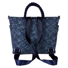 loungefly faux denim convertible backpack & tote crossbody bag