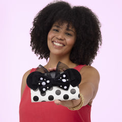 minnie mouse exclusive polka dot pearl flap wallet