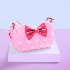 minnie mouse exclusive hearts strawberry scented sherpa crossbody bag