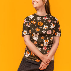 mickey & minnie floral ghost all-over print unisex tee