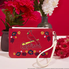 mlb st. louis cardinals floral card holder wristlet clutch