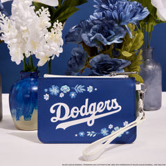 mlb los angeles dodgers floral card holder wristlet clutch