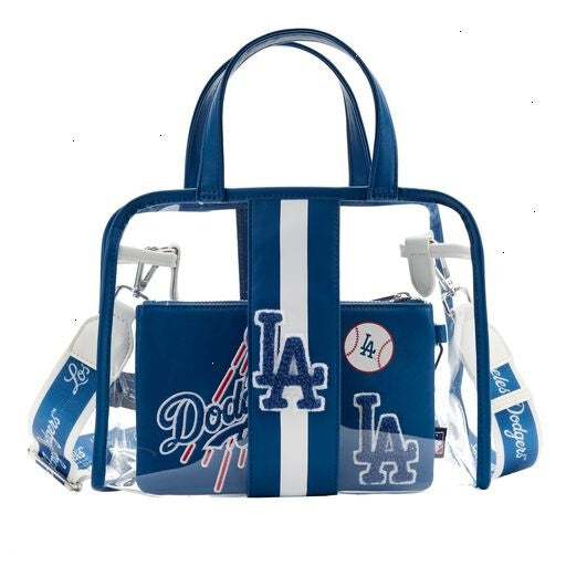 mlb la dodgers clear tote crossbody stadium bag with pouch
