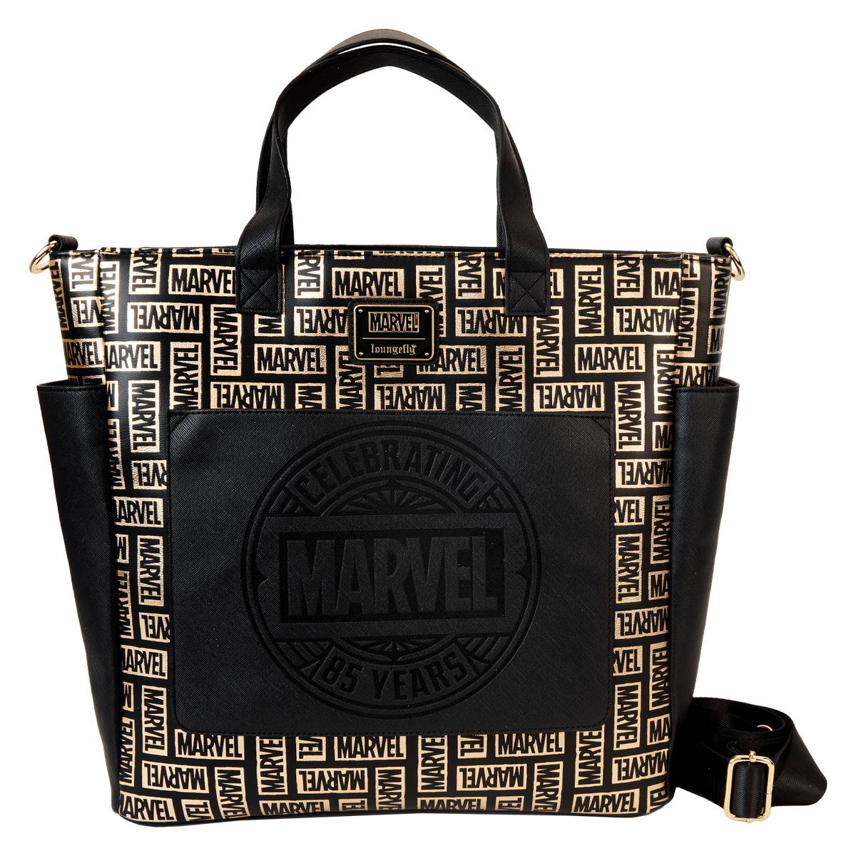 marvel 85th anniversary all-over print logo convertible backpack & tote crossbody bag
