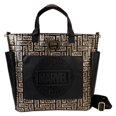 marvel 85th anniversary all-over print logo convertible backpack & tote crossbody bag