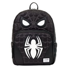 spider-man black & white suit cosplay quilted full-size backpack