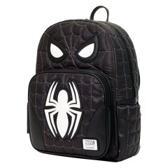 spider-man black & white suit cosplay quilted full-size backpack