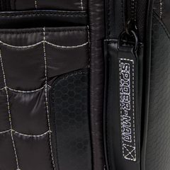 spider-man black & white suit cosplay quilted full-size backpack
