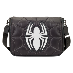 spider-man black & white suit quilted messenger crossbody bag