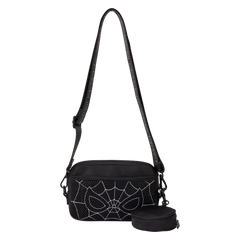 spider-man black & white suit sling crossbody bag with coin bag
