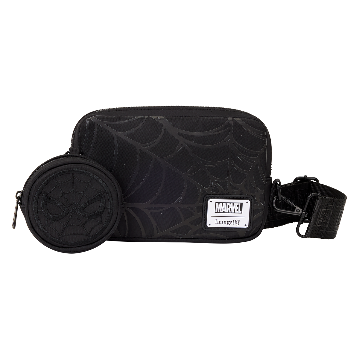 spider-man black & white suit sling crossbody bag with coin bag