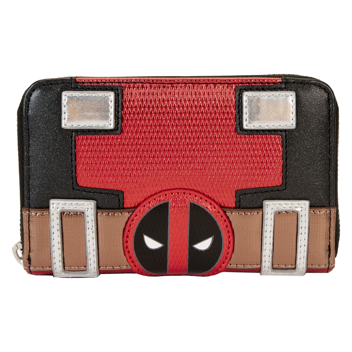 marvel metallic deadpool cosplay zip around wallet