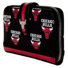 nba chicago bulls logo zip around wallet