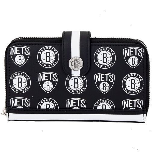 nba brooklyn nets logo zip around wallet