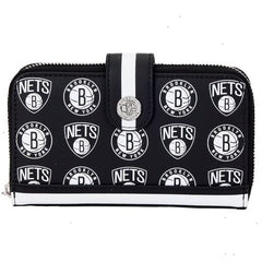 nba brooklyn nets logo zip around wallet