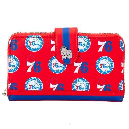 nba philadelphia 76ers logo zip around wallet