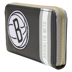 nba brooklyn nets patch icons zip around wallet