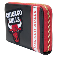 nba chicago bulls patch icons zip around wallet