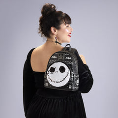 the nightmare before christmas jack skellington reversible sequins mini backpack