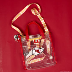nfl kansas city chiefs clear convertible backpack & tote crossbody stadium bag