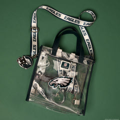 nfl philadelphia eagles clear convertible backpack & tote crossbody stadium bag