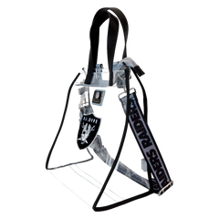 nfl las vegas raiders clear convertible backpack & tote crossbody stadium bag