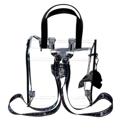 nfl las vegas raiders clear convertible backpack & tote crossbody stadium bag