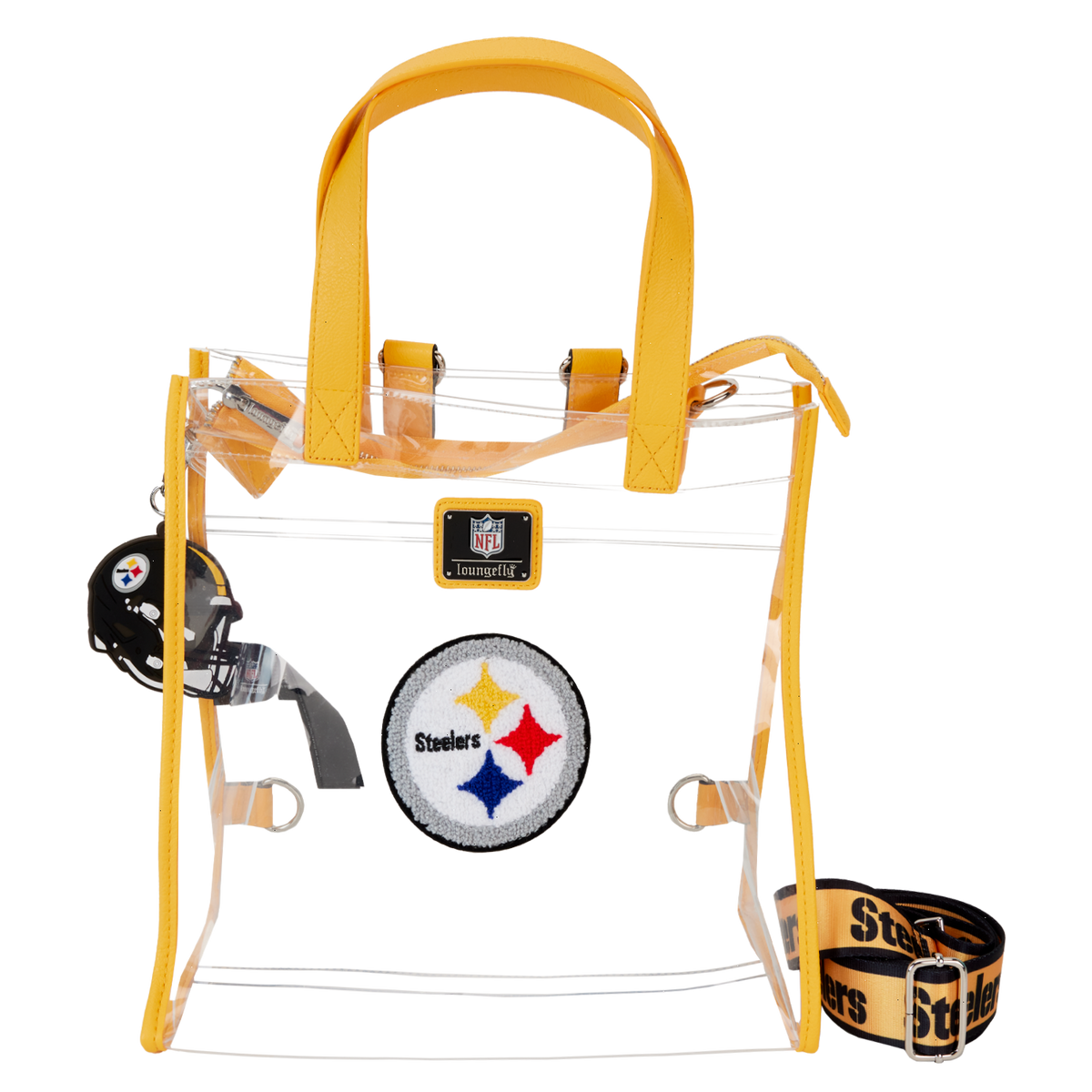 nfl pittsburgh steelers clear convertible backpack & tote crossbody stadium bag