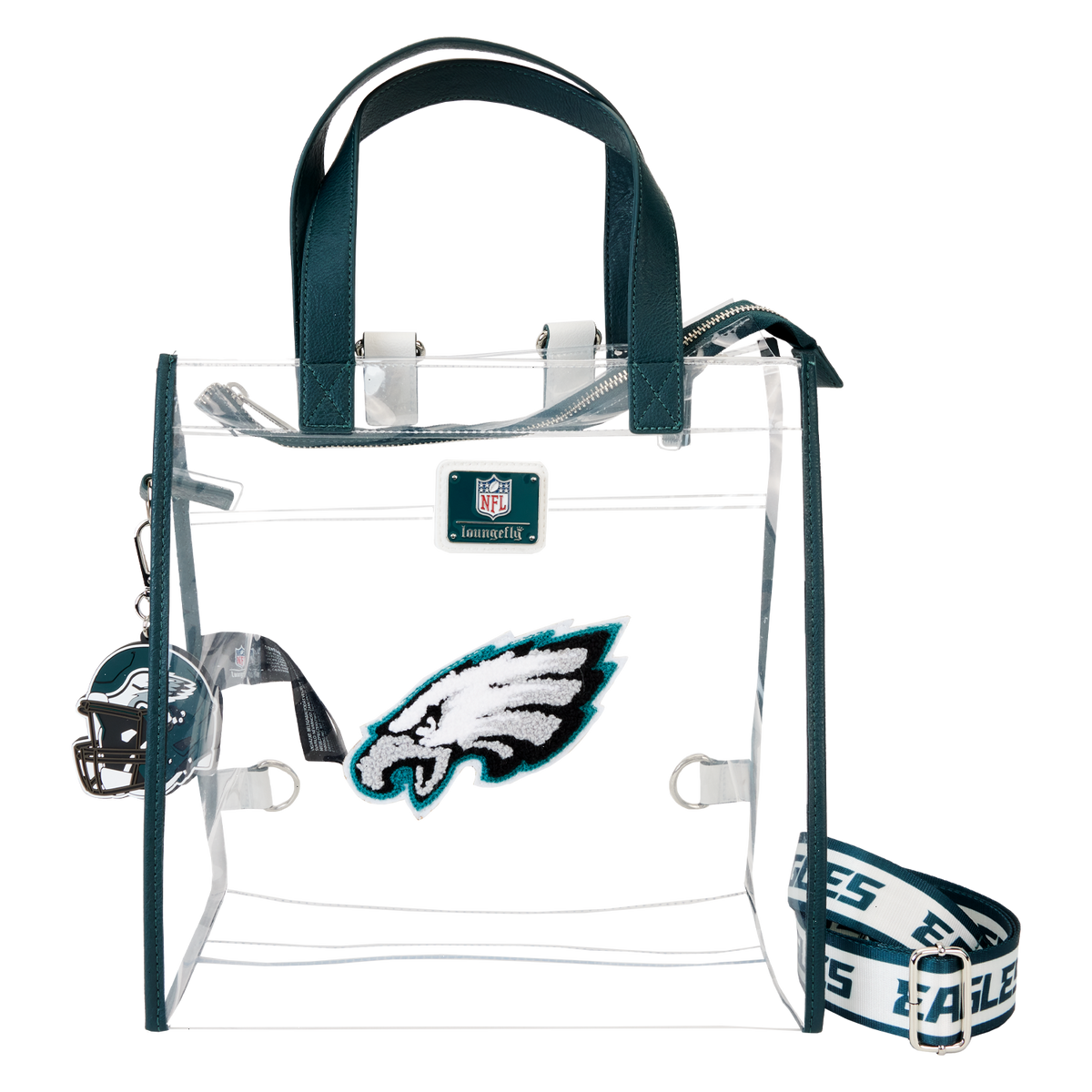 nfl philadelphia eagles clear convertible backpack & tote crossbody stadium bag
