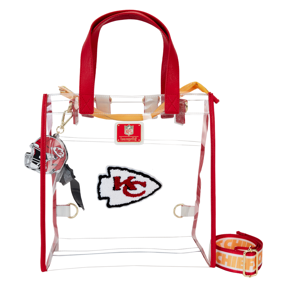 nfl kansas city chiefs clear convertible backpack & tote crossbody stadium bag