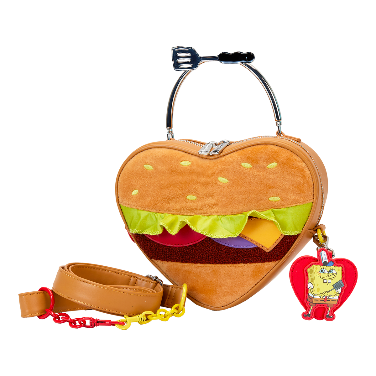 spongebob squarepants krabby patty plush heart figural crossbody bag