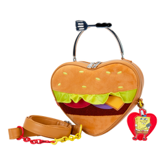 spongebob squarepants krabby patty plush heart figural crossbody bag