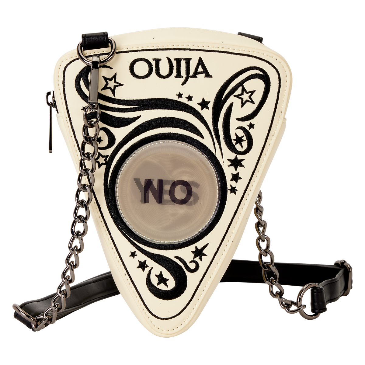 ouija planchette lenticular glow figural crossbody bag