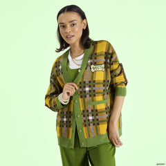 pluto 95th anniversary plaid knit cardigan