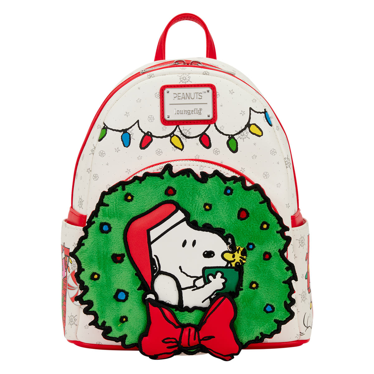 peanuts snoopy & woodstock holiday plush wreath mini backpack