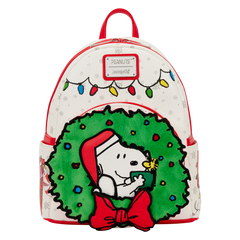 peanuts snoopy & woodstock holiday plush wreath mini backpack