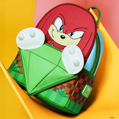 sonic the hedgehog limited edition knuckles emerald glitter mini backpack