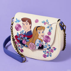 sleeping beauty princess aurora & prince phillip floral crossbody bag
