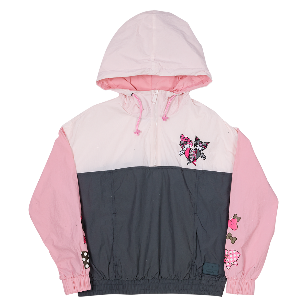sanrio my melody & kuromi half-zip unisex windbreaker jacket