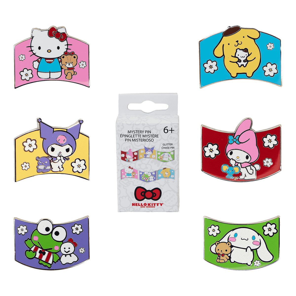 sanrio hello kitty & friends color block mystery box pin