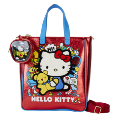 sanrio hello kitty 50th anniversary metallic tote crossbody bag with coin bag