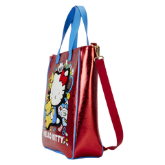 sanrio hello kitty 50th anniversary metallic tote crossbody bag with coin bag