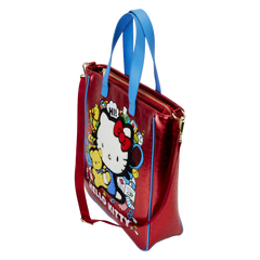 sanrio hello kitty 50th anniversary metallic tote crossbody bag with coin bag